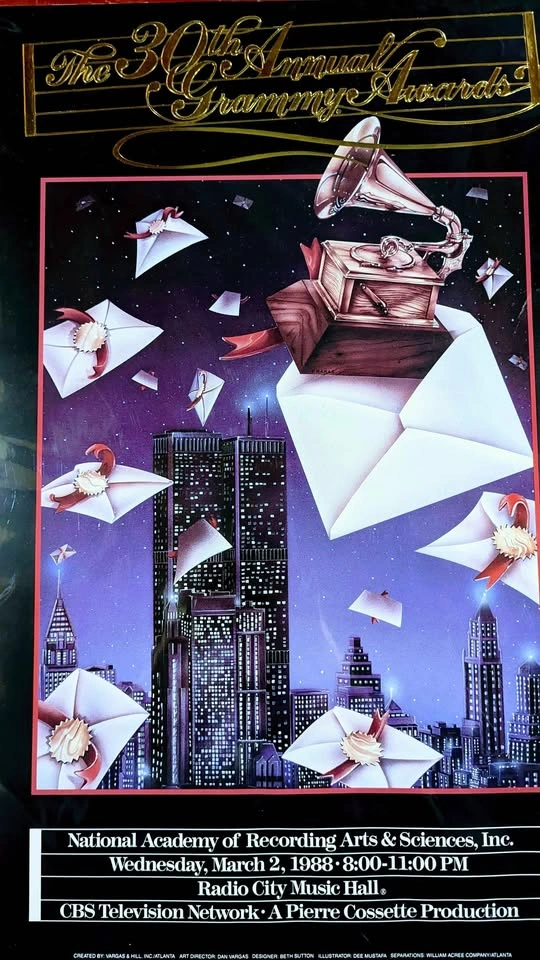 1988 Grammy Awards Poster - Radio City Music Hall - photo 2