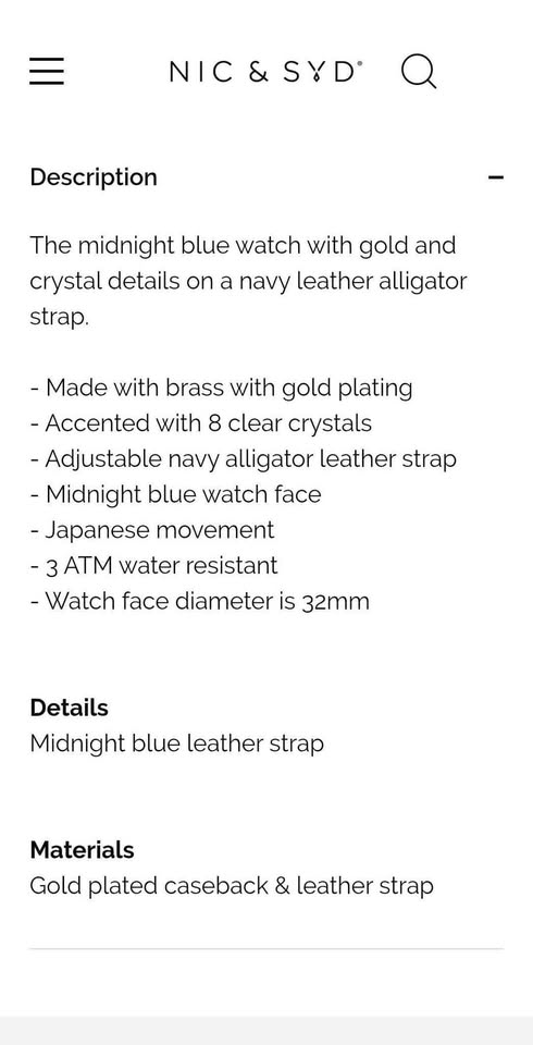 Nic & Syd Midnight Blue womens watch - photo 4