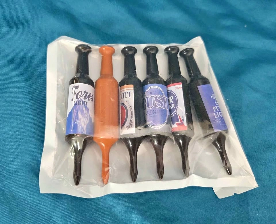 Funny Beer Bottle Golf Tees 6-Pack New