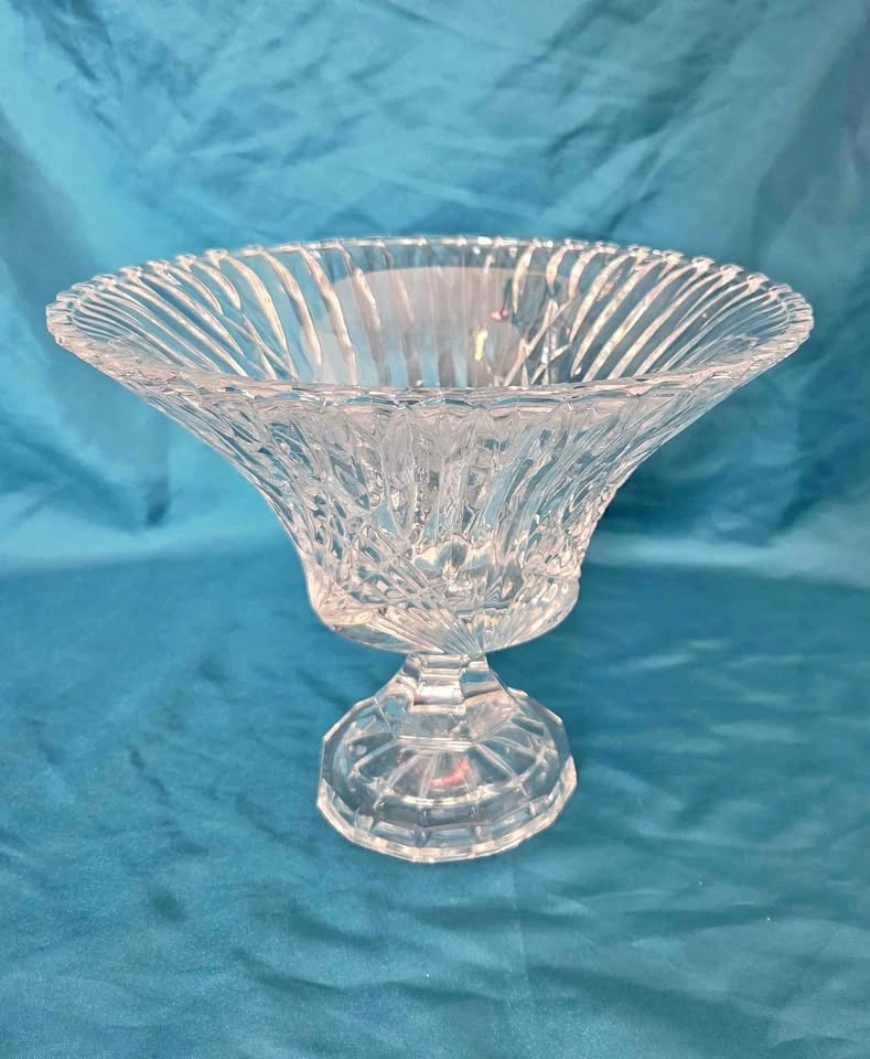Clear Glass Pedestal Fluted Bowl