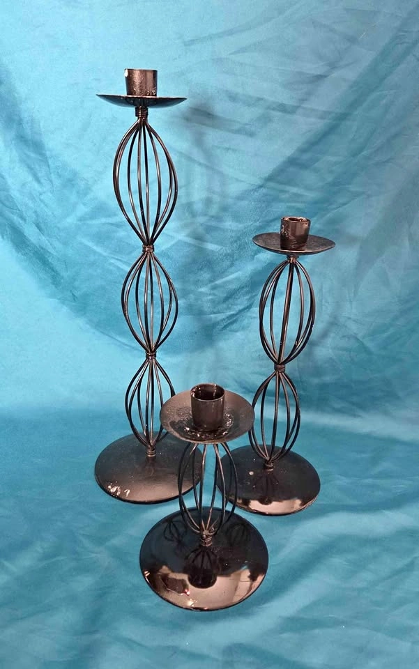 Modern Black Metal Candle Holders Set of 3