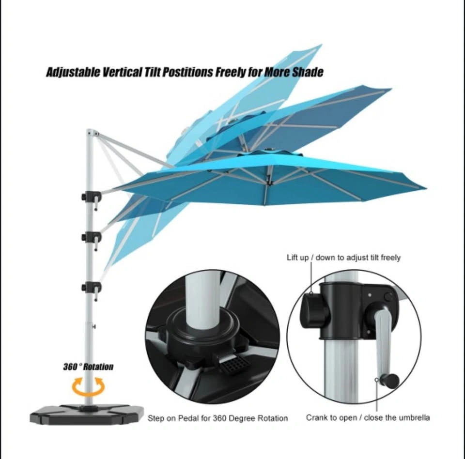 Costway 11' Patio Umbrella 360 Rotation Aluminum Tilt