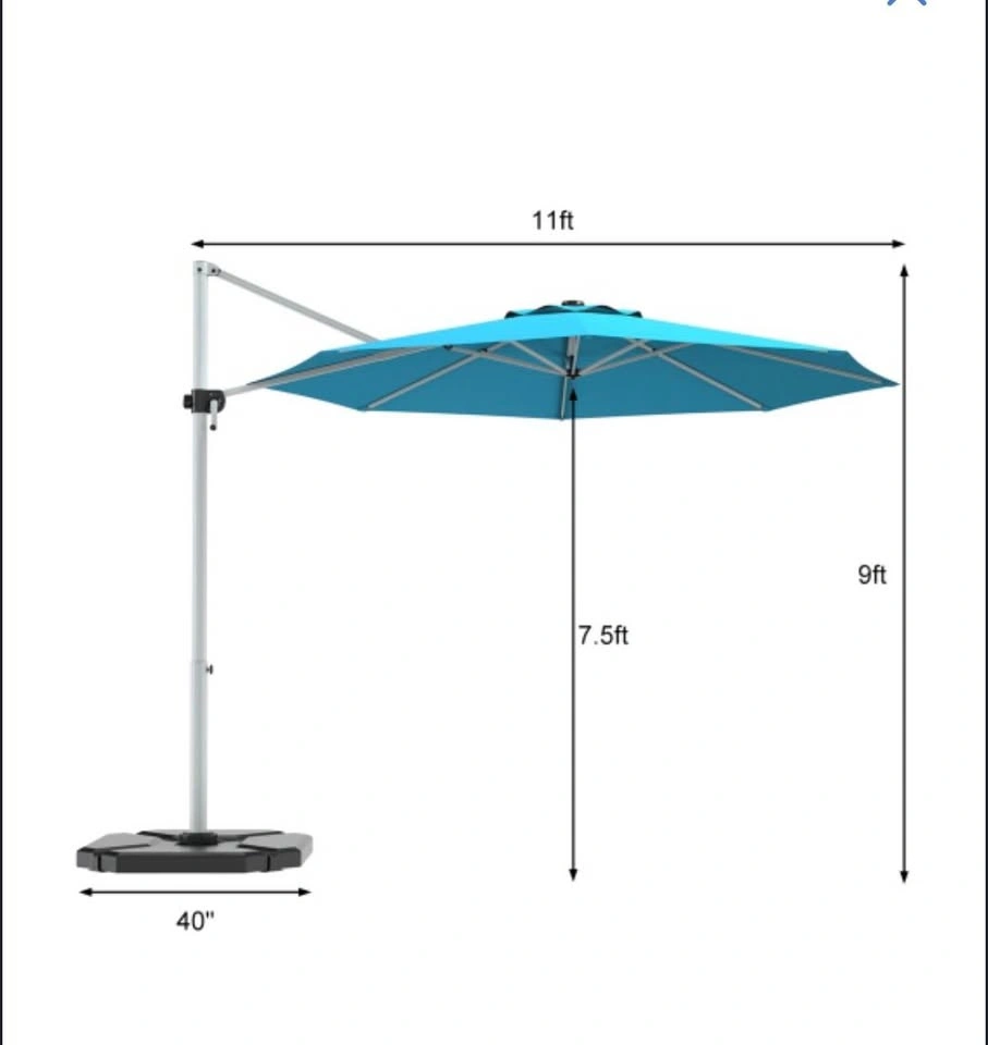 Costway 11' Patio Umbrella 360 Rotation Aluminum Tilt - photo 5