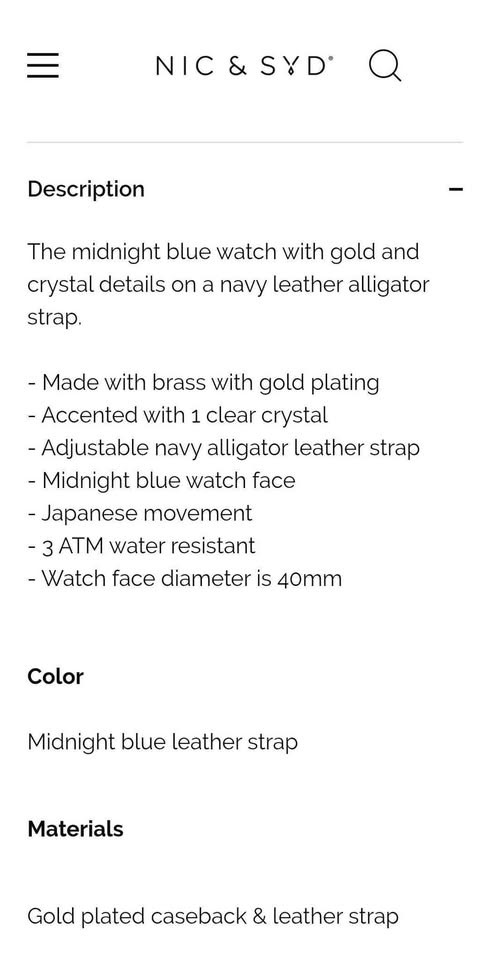 Nic & Syd Midnight Blue mens watch - photo 4