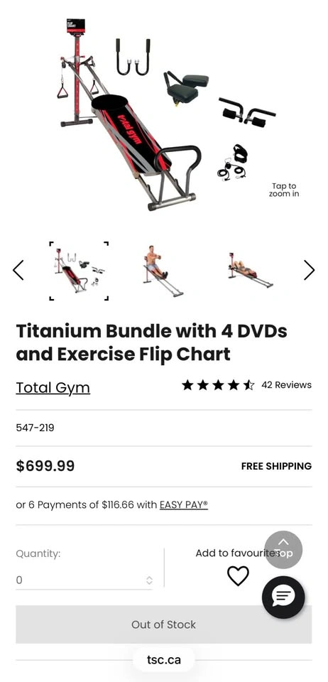 Total Gym Titanium Bundle w/ DVDs & Flip Chart