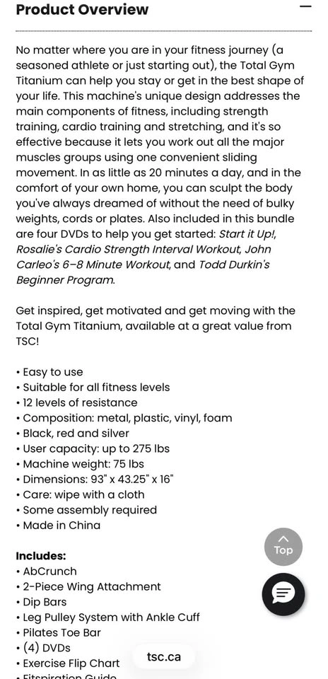 Total Gym Titanium Bundle w/ DVDs & Flip Chart - photo 2