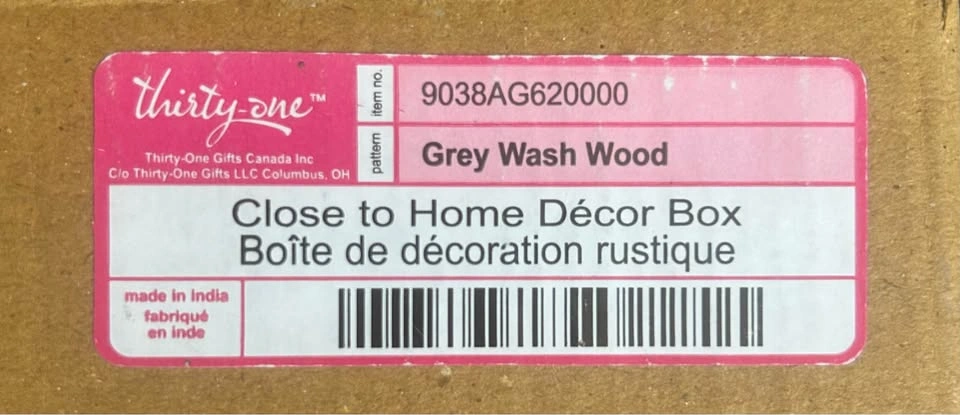 Thirty-One Home Decor Wood Grey Wash Box with Black Iron Handles - photo 5