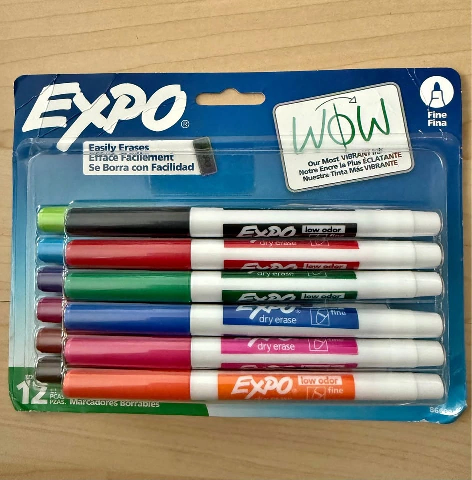 Brand New Expo Low Odor Dry Erase Markers – 12 Pack (Assorted Co