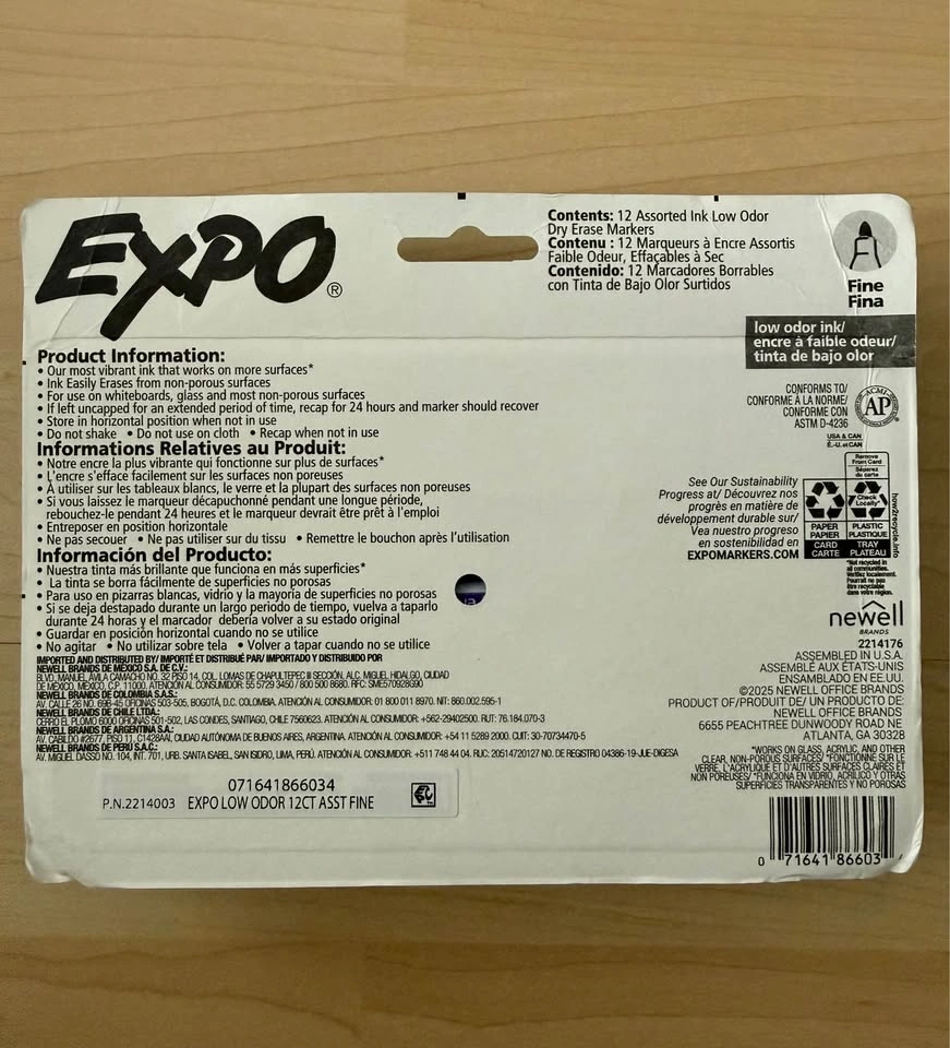 Brand New Expo Low Odor Dry Erase Markers – 12 Pack (Assorted Co - photo 2