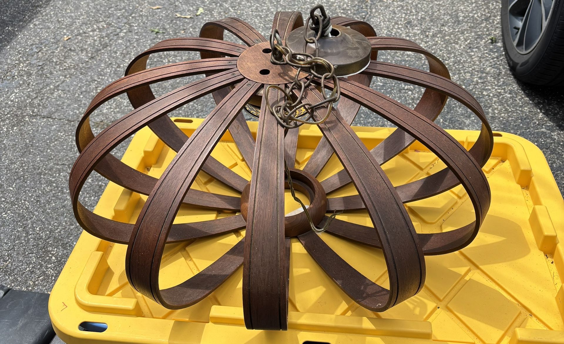 Antique Wooden Light Fixture - Dimensions Below