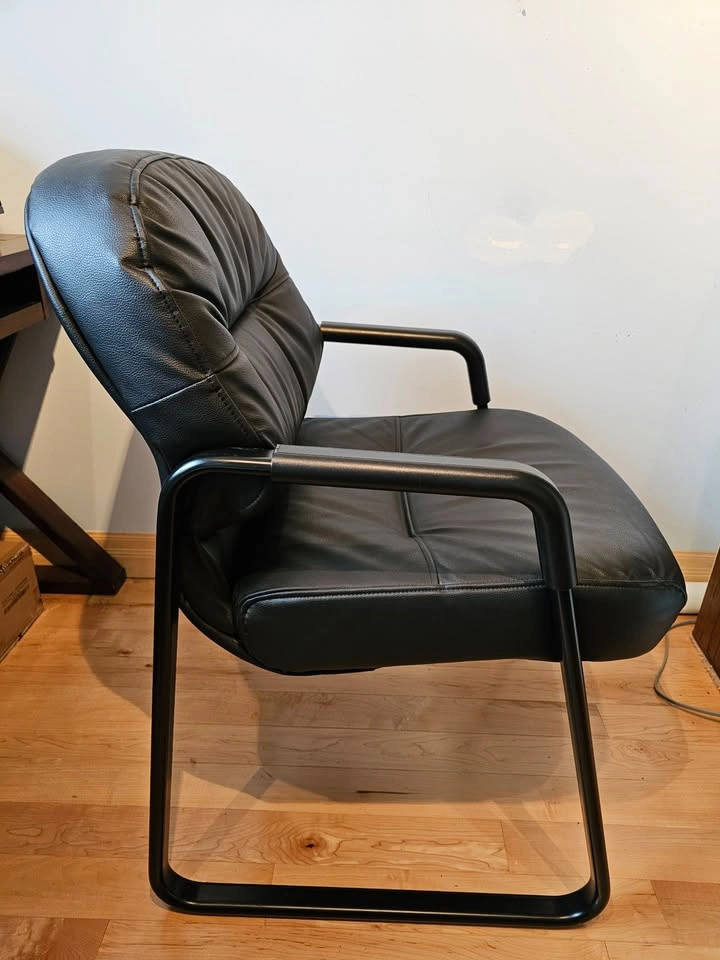 PRICE LOWERED HON Premium Office Guest Chair (Black Leather) - photo 3