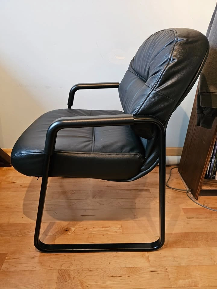 PRICE LOWERED HON Premium Office Guest Chair (Black Leather) - photo 4