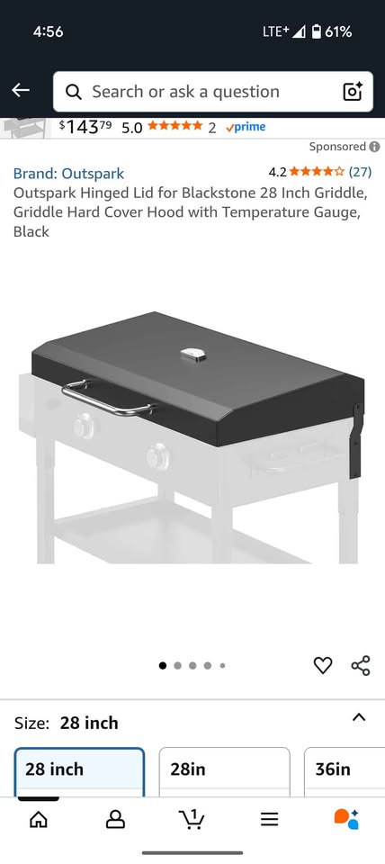 Outspark Blackstone 28” Griddle Lid w/ Temp Gauge - photo 5