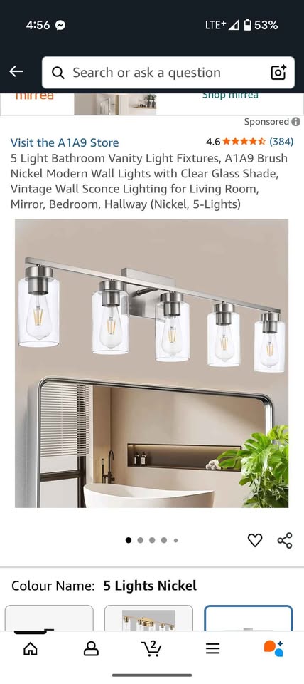 5-Light Brushed Nickel Vanity Fixture - photo 2