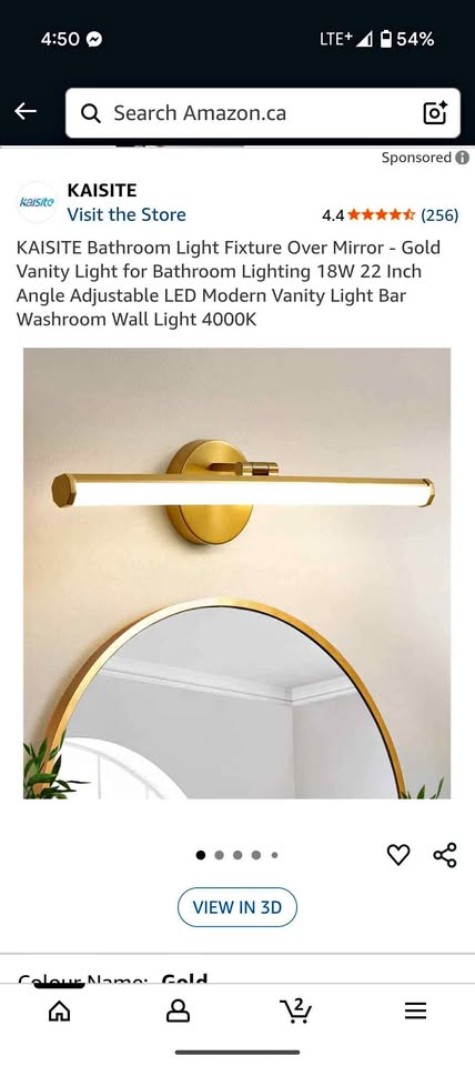 KAISITE Gold Bathroom Vanity Light – 22” LED 4000K