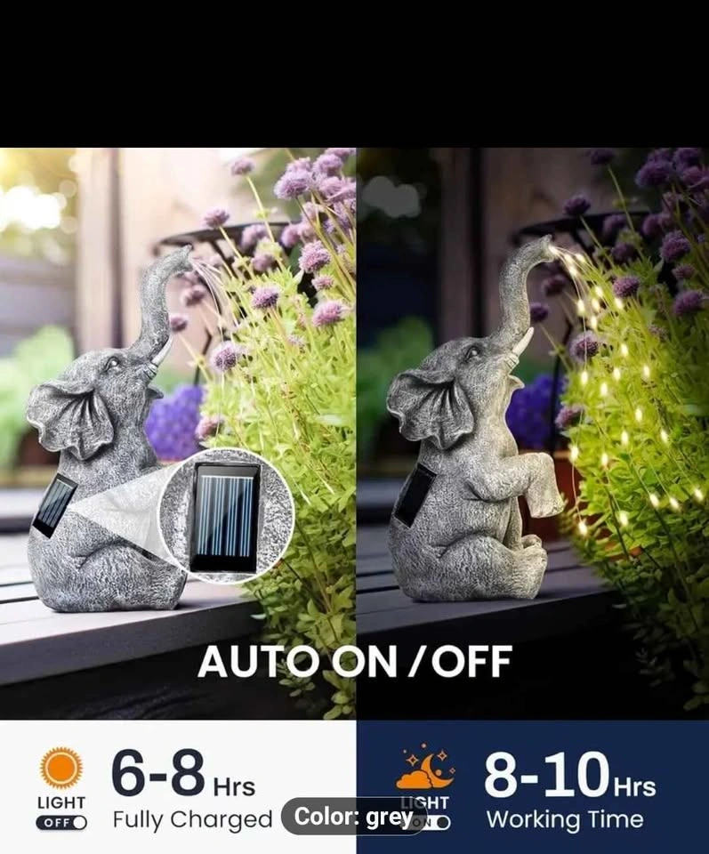 Solar Garden Elephant Watering Statue - photo 4