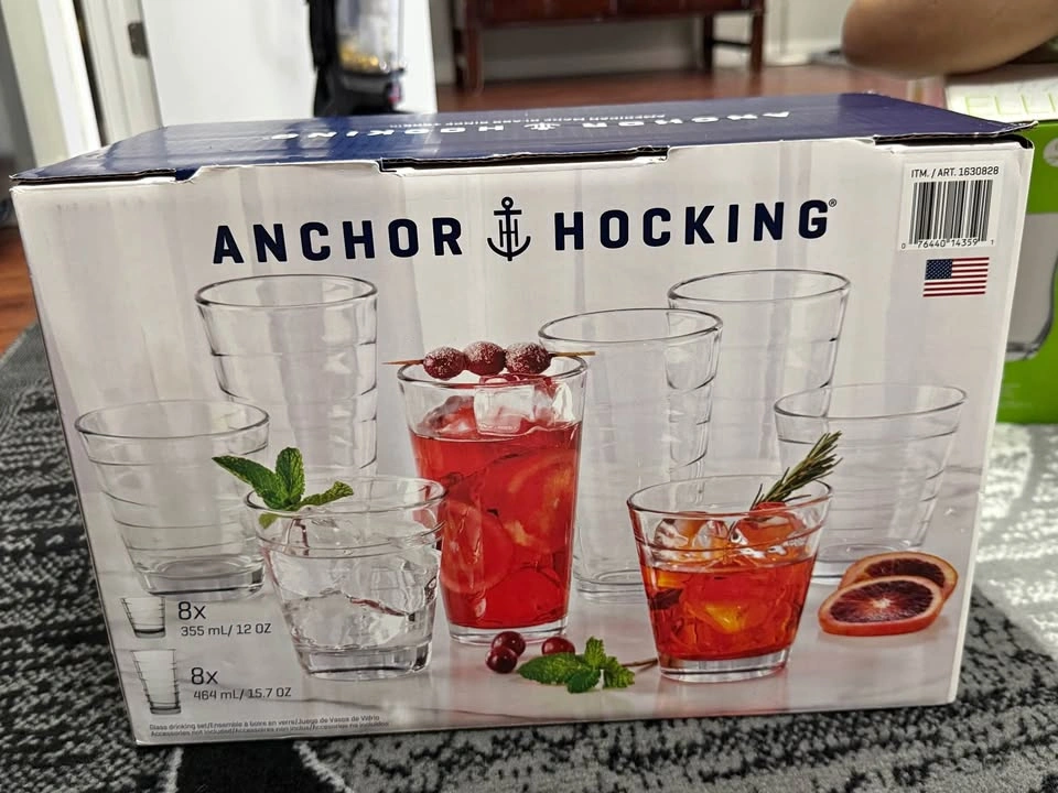 Anchor Hocking Set of 16 Glass Tumblers