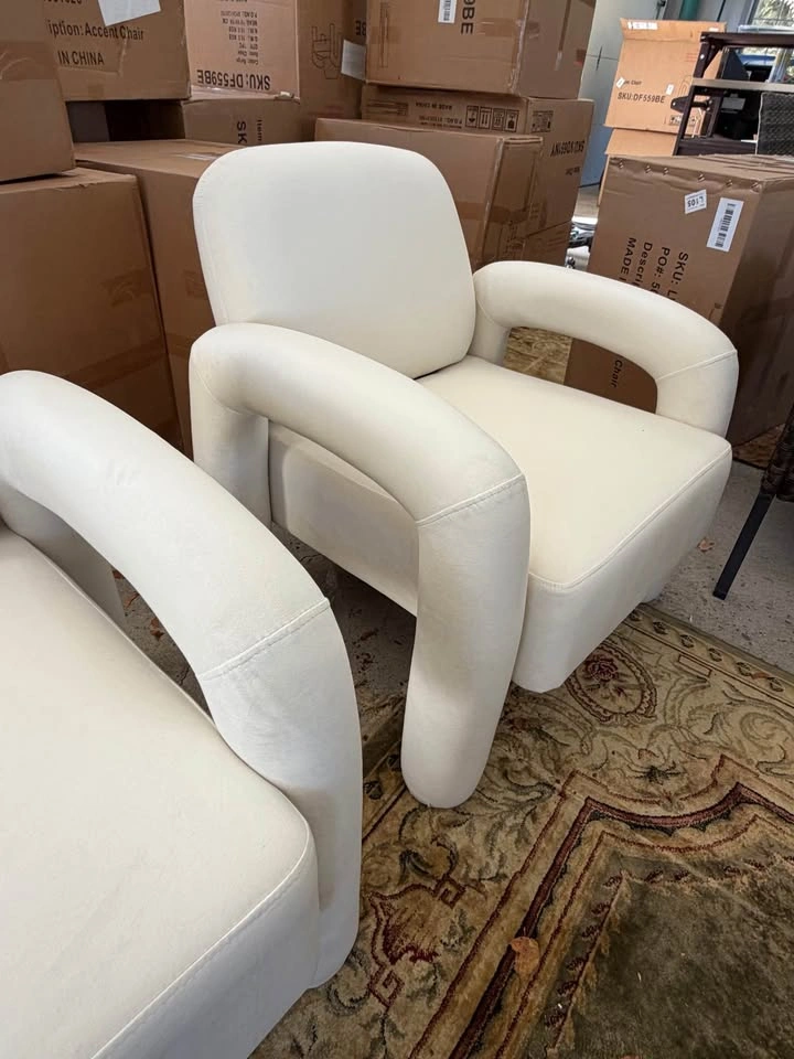 NEW - Modern Cream Velvet Accent Armchairs (2) - photo 5