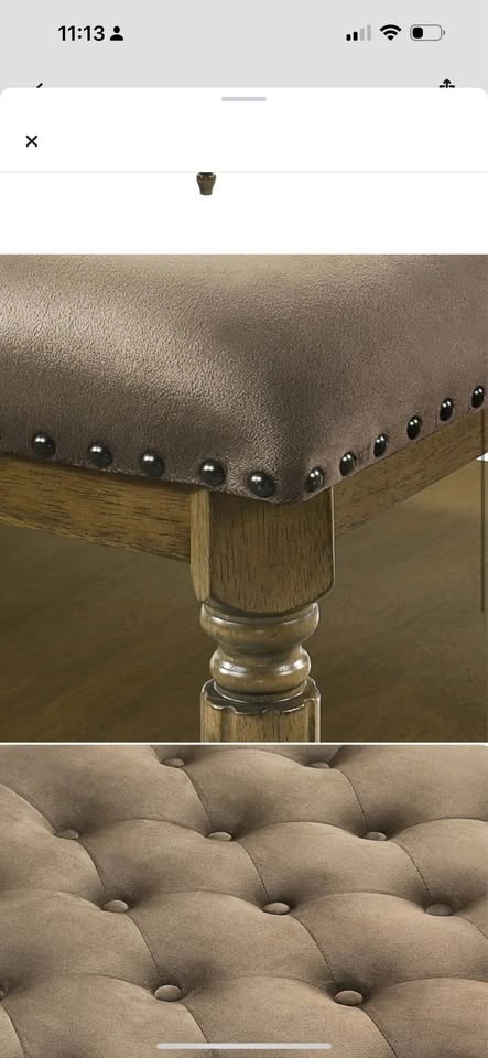 Brown Tufted Ottoman Coffee Table with Shelf & Nailhead Trim - photo 3