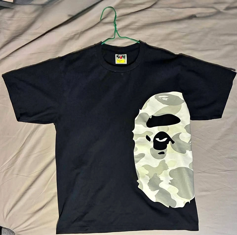 BAPE Ape Head Tee - Black/White Camo Limited Release