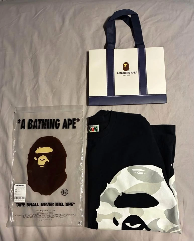 BAPE Ape Head Tee - Black/White Camo Limited Release - photo 5