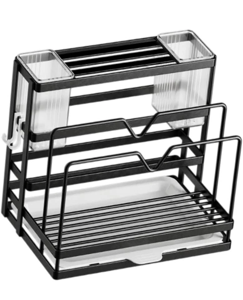Black Metal Kitchen Shelf for Cutlery with Drying Area - photo 5