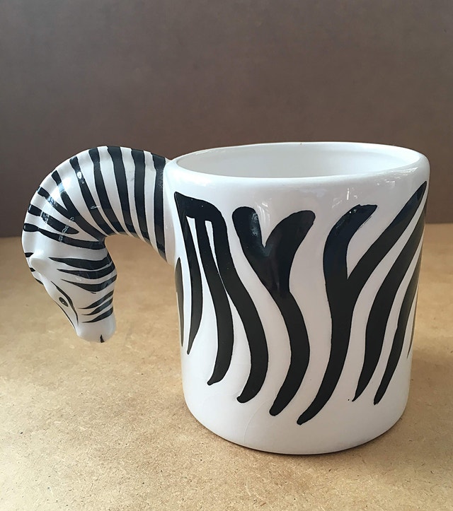 Hand painted Zebra coffee mug