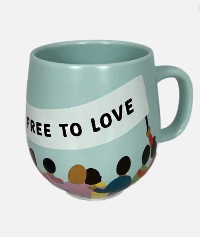 Indigo Mug “Everybody is Free to Love” Banner Coffee Tea Ceramic - photo 3