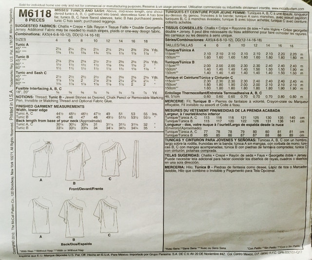 McCall's Pattern M6118 Size 4-12 Tunics & Sash - photo 4