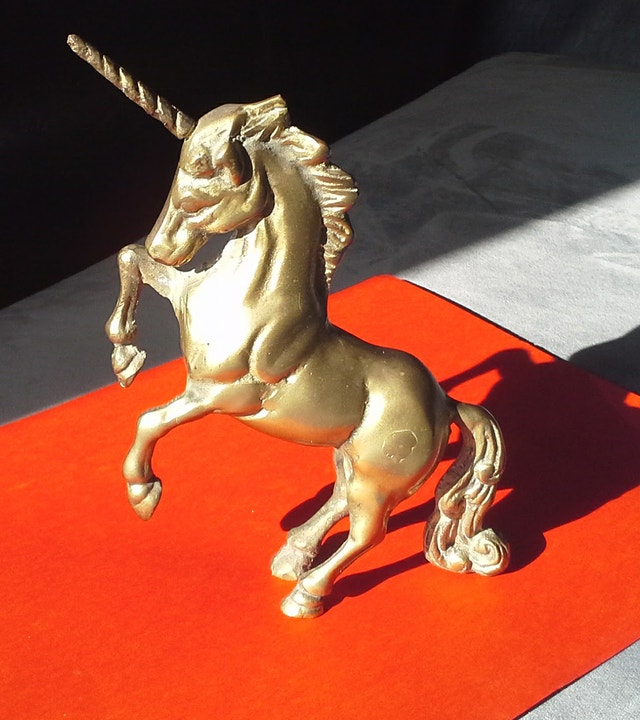 Vintage Solid Brass Unicorn Statuette Figurine 20 cm / 7"