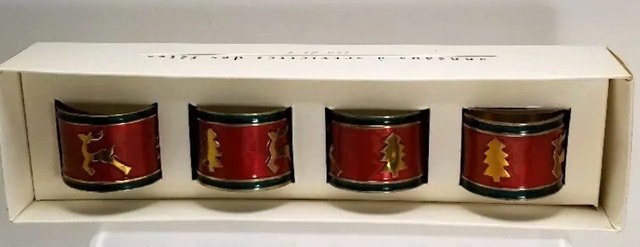 Set of 4 Pier 1 Imports Brass Holiday Napkin Rings