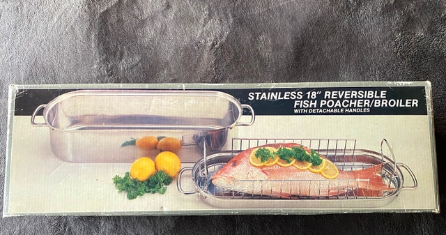 Vintage 18" Stainless Steel Fish Poacher Broiler