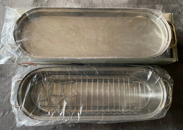 Vintage 18" Stainless Steel Fish Poacher Broiler - photo 3