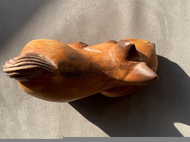 Vintage Handmade Wooden Sculpture Kitty Cat 6 x 4 inches - photo 4