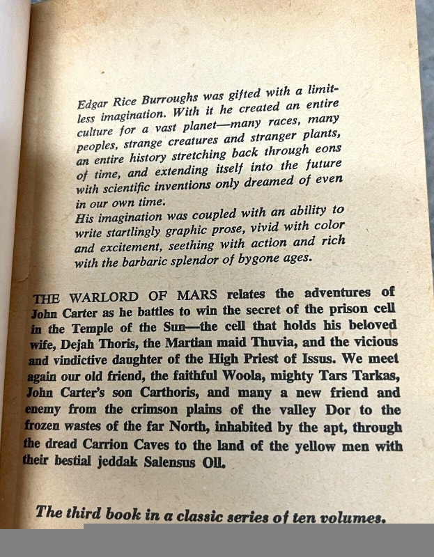 The Warlord of Mars Science Fiction by Edgar Rice Burroughs 1969 - photo 2