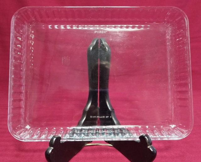 Vintage French PYREX Baking Dish 857 G Fluted Glass 30cm