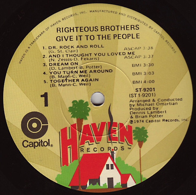 The Righteous Brothers - Give It To The People Vinyl LP (1974) - photo 2