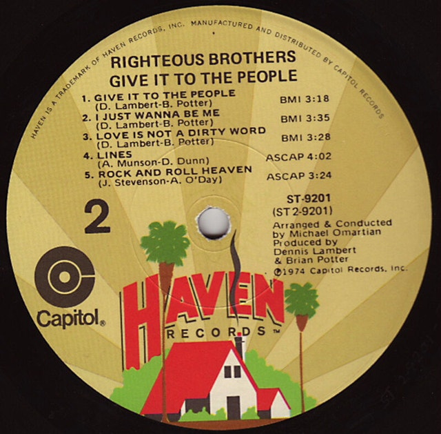 The Righteous Brothers - Give It To The People Vinyl LP (1974) - photo 3