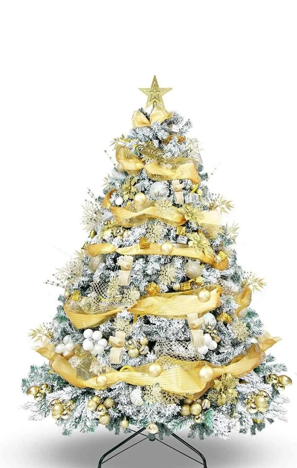 6-foot Snow-Flocked Christmas Tree w/ Ornaments