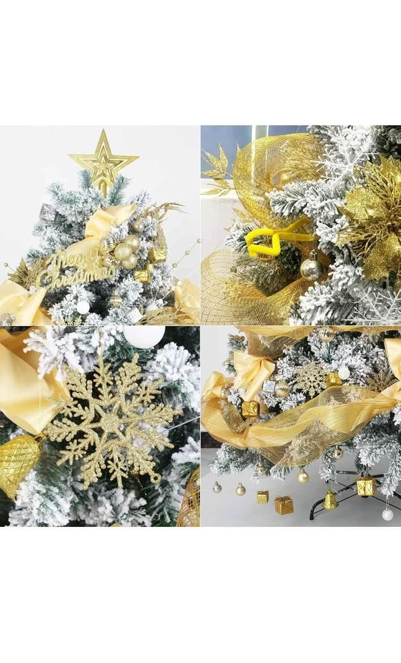 6-foot Snow-Flocked Christmas Tree w/ Ornaments - photo 5