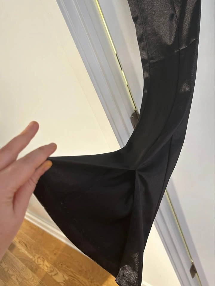 ZARA Black Satin-Look Shimmery Slit Pants - Size M - photo 2