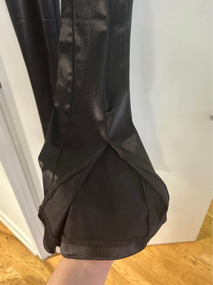 ZARA Black Satin-Look Shimmery Slit Pants - Size M - photo 3