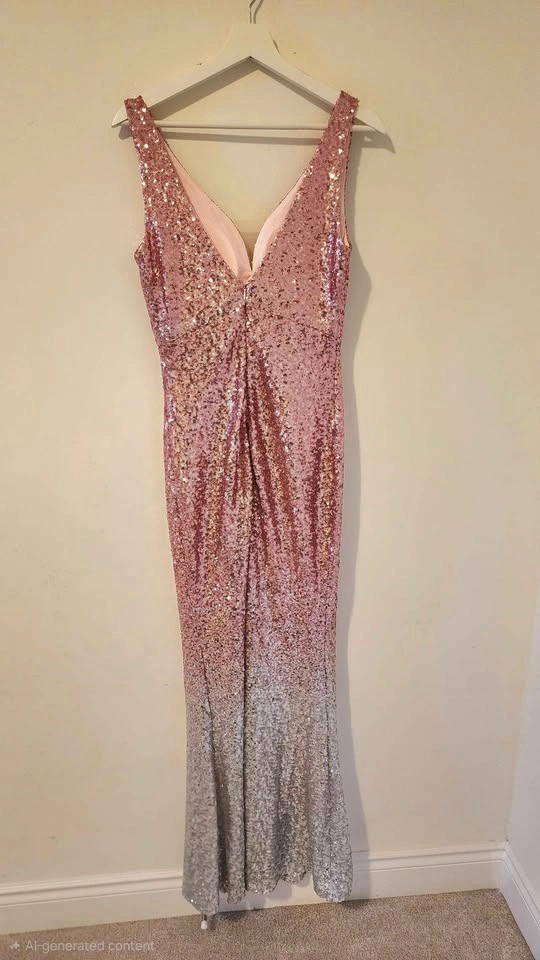 Pink Silver Gradient Sequin Gown - Size 12 - photo 2