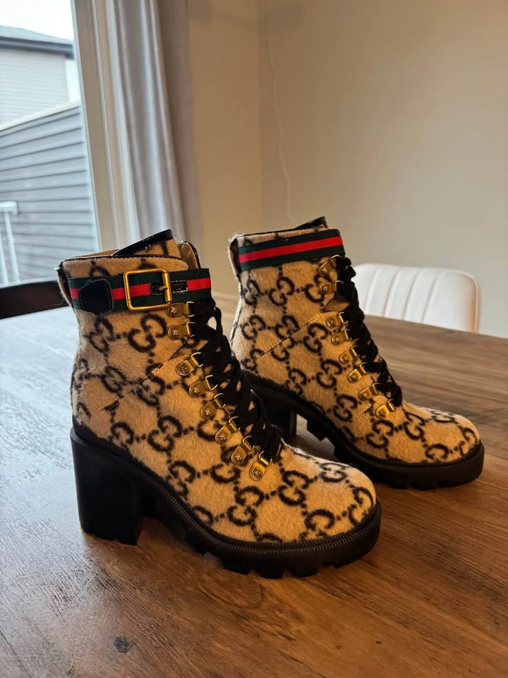 Gucci GG Monogram Heeled Ankle Boots - Women's Size 7.5/8 - photo 2