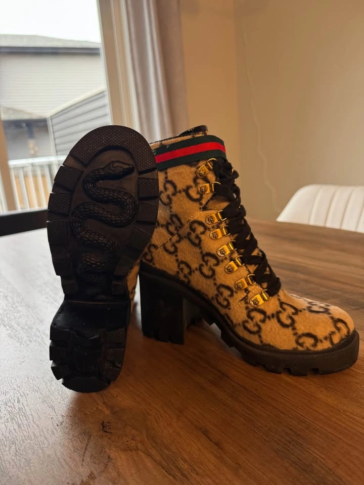 Gucci GG Monogram Heeled Ankle Boots - Women's Size 7.5/8 - photo 3