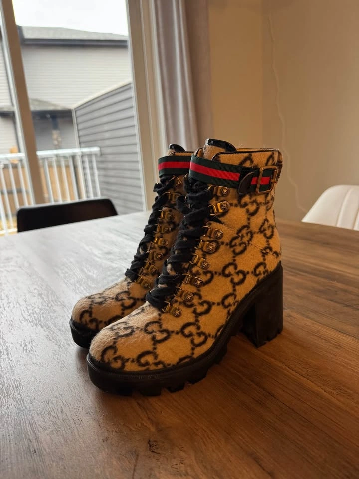 Gucci GG Monogram Heeled Ankle Boots - Women's Size 7.5/8 - photo 4