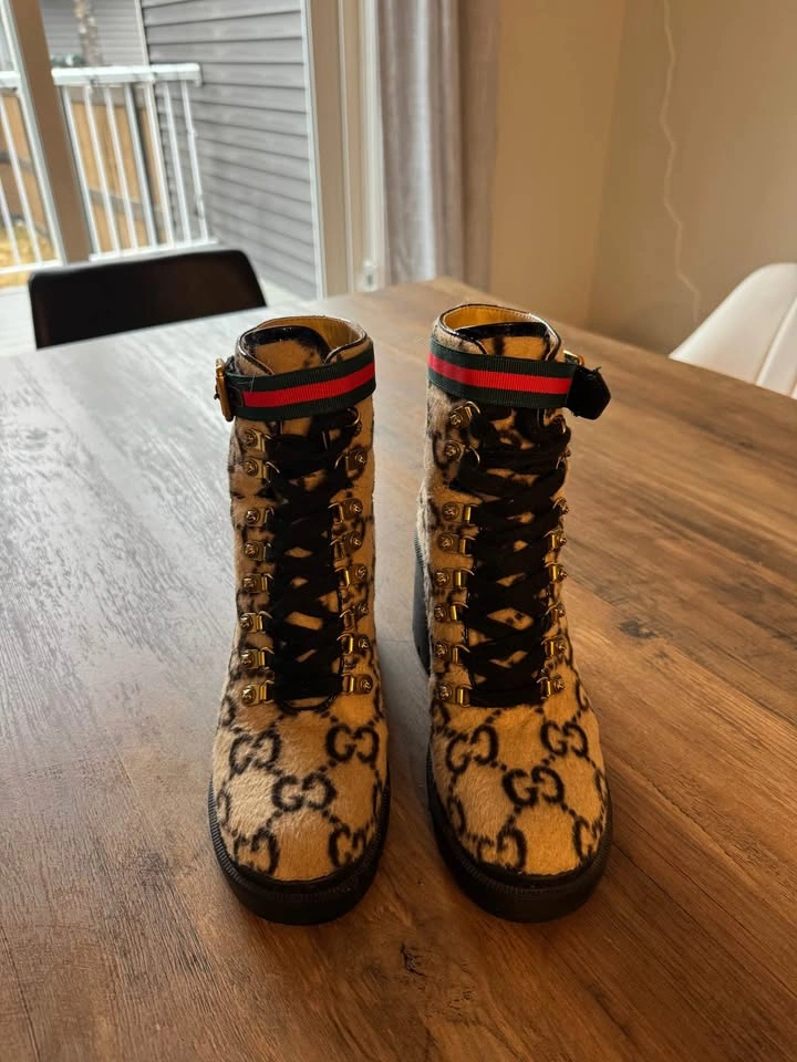 Gucci GG Monogram Heeled Ankle Boots - Women's Size 7.5/8 - photo 5