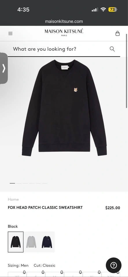 Maison Kitsune Men’s FOX HEAD PATCH CLASSIC SWEATSHIRT - S - photo 2