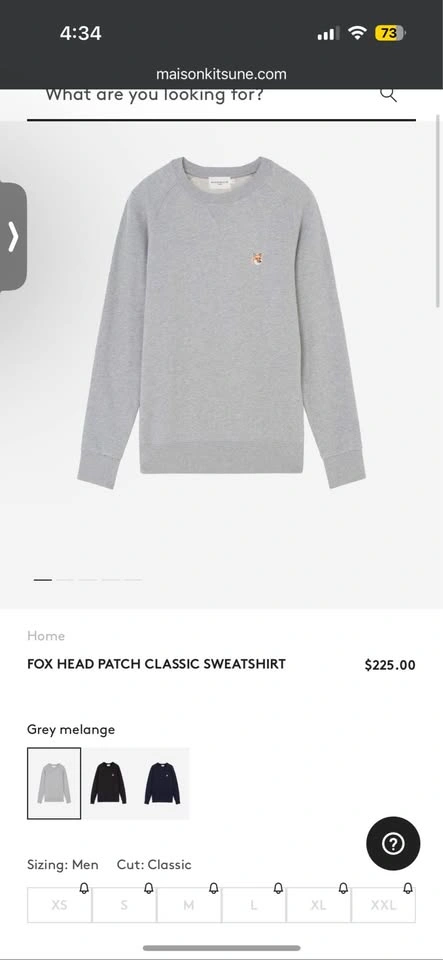 Maison Kitsune Men’s Fox Head Patch Classic Sweatshirt — size S - photo 3