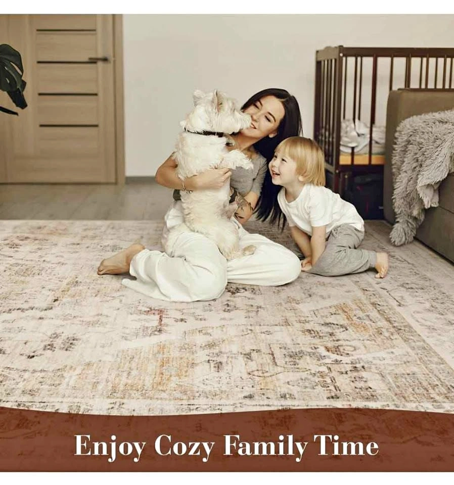 Area Rug 8X10 - Beige Machine Washable